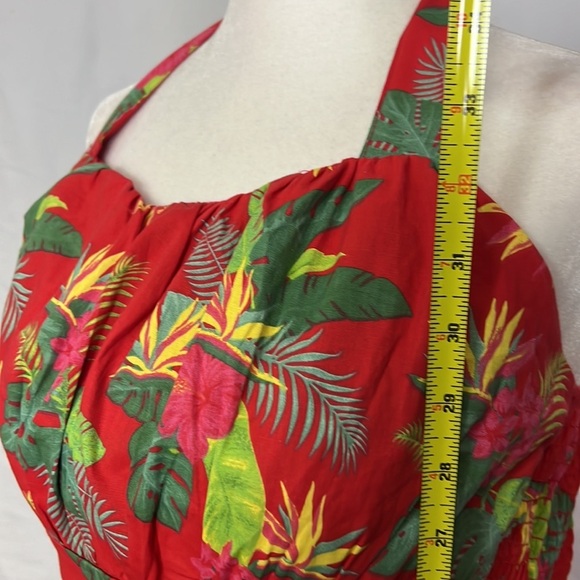 Love Red Tropical Print Halter Sundress - Picture 3 of 8